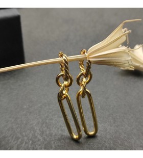 David Yurman Lexington Doppio Link Orecchini pendenti in Oro Giallo 18 carati 53mm