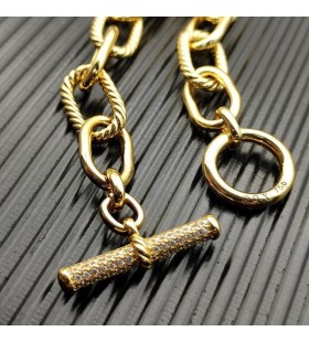 David Yurman Donna Madison Pavé Toggle Bracciale Catena Oro Giallo 18 carati con Diamanti 20cm