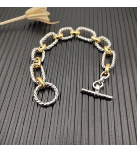 David Yurman Donna Madison Toggle Bracciale Catena in Argento Sterling, Oro Giallo 18 carati 19cm