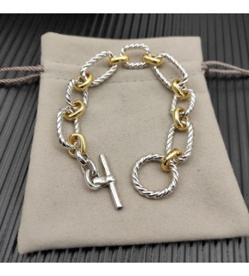 David Yurman Donna Madison Toggle Bracciale Catena in Argento Sterling, Oro Giallo 18 carati 19cm