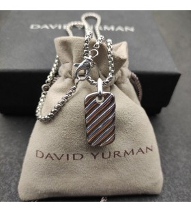 David Yurman Donne Petite Scolpito Cavo Tag Amuleto in Argento Sterling 10mm