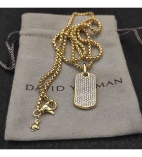 David Yurman Uomini Chevron Tag Ciondolo in Oro Giallo 18 carati con Diamanti 21mm