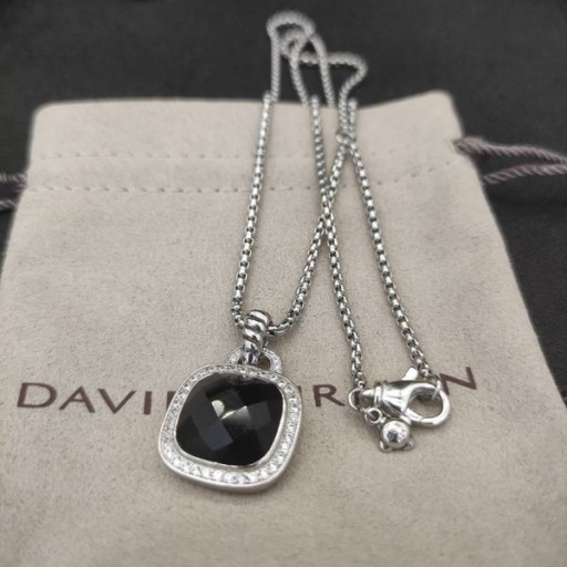 David Yurman女性のアルビオンのペンダントハンドバッグ黒Onyxダイヤモンド15mm