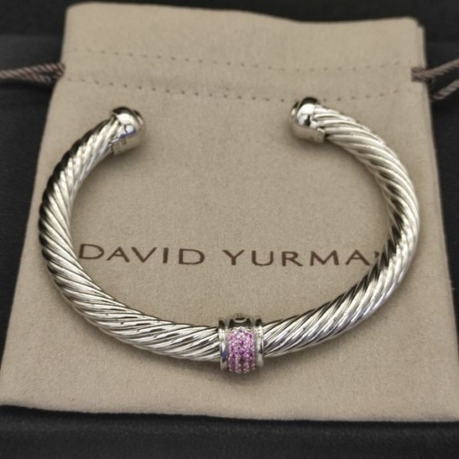David Yurman女性のネックレスやブレスレットケーブル駅のカフブレスレットハンドバッグピンクPavéダイヤモンド7mm