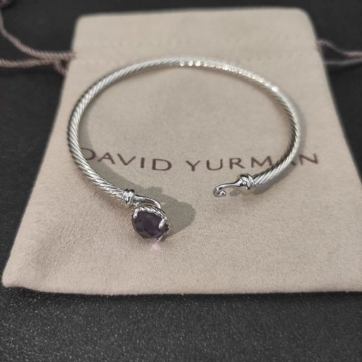 David Yurman女子Petite Chatelaineバングルブレスレット銀とアメジスト3mm