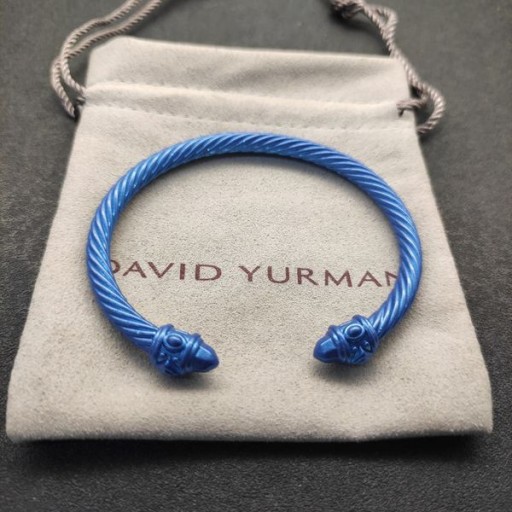 David Yurman女性のルネサンスクラシックケーブルカフブレスレット紺アルミ5mm
