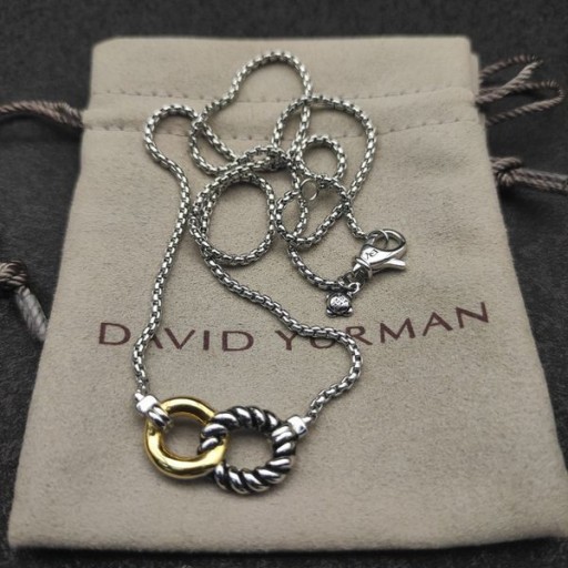 David Yurman女性のベルモント抑制のリンクのペンダントネックレスハンドバッグの18K20mm