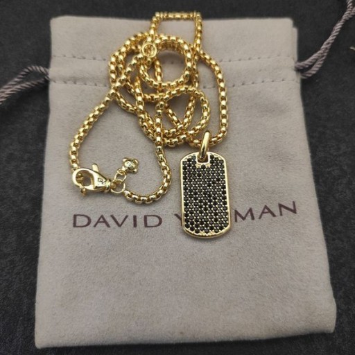 David Yurman男性のシェブロングペンダント18Kイエローゴールド黒ダイヤモンド21mm
