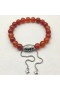 David Yurman男性の精神的なビーズブレスレット銀赤Onyx8mm