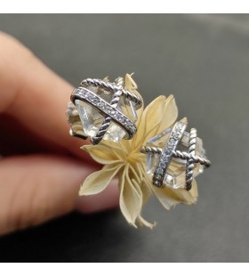 David Yurmanケーブルラップのスタッドのイヤリングハンドバッグと結晶ダイヤモンド12mm