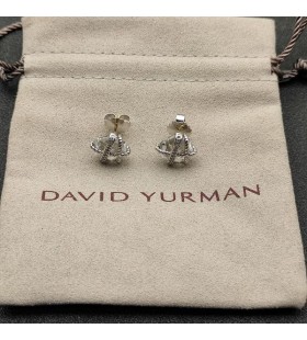 David Yurmanケーブルラップのスタッドのイヤリングハンドバッグと結晶ダイヤモンド12mm