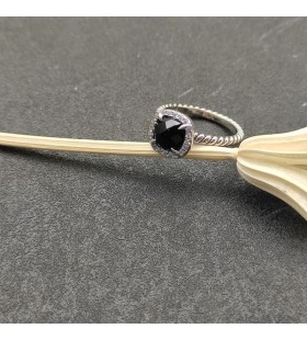 David Yurman Petite Chatelaine Pavéベゼルリングハンドバッグ黒Onyxダイヤモンド7mm