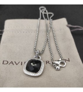 David Yurman女性のアルビオンのペンダントハンドバッグ黒Onyxダイヤモンド15mm