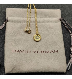 David Yurman女性の初期の魅力ネックレス18KイエローゴールドとダイヤモンドD