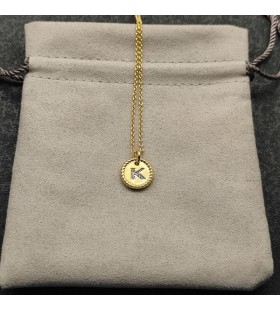 David Yurman女性の初期の魅力ネックレス18KイエローゴールドとダイヤモンドK