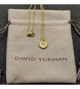 David Yurman女性の初期の魅力ネックレス18KイエローゴールドとダイヤモンドK