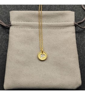 David Yurman女性の初期の魅力ネックレス18KイエローゴールドとダイヤモンドP