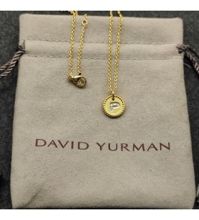 David Yurman女性の初期の魅力ネックレス18KイエローゴールドとダイヤモンドP