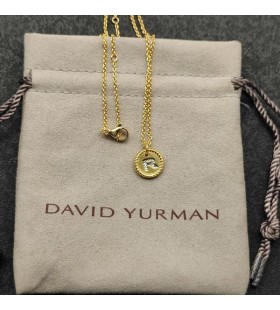David Yurman女性の初期の魅力ネックレス18KイエローゴールドとダイヤモンドR