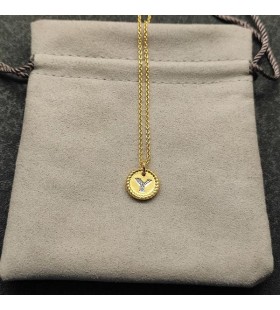 David Yurman女性の初期の魅力ネックレス18KイエローゴールドとダイヤモンドY