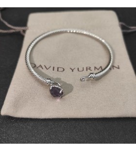 David Yurman女子Petite Chatelaineバングルブレスレット銀とアメジスト3mm