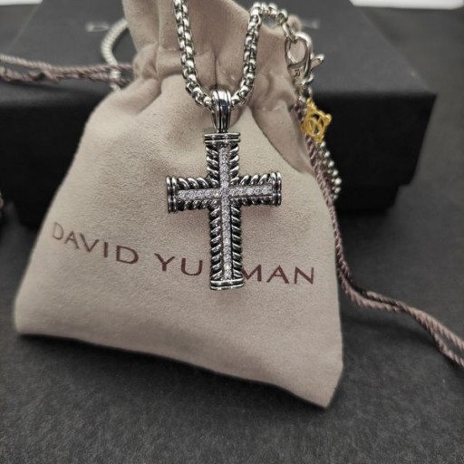 David Yurman Chevron Kryss Anheng i Sterling Sølv med Diamanter 41.5 mm