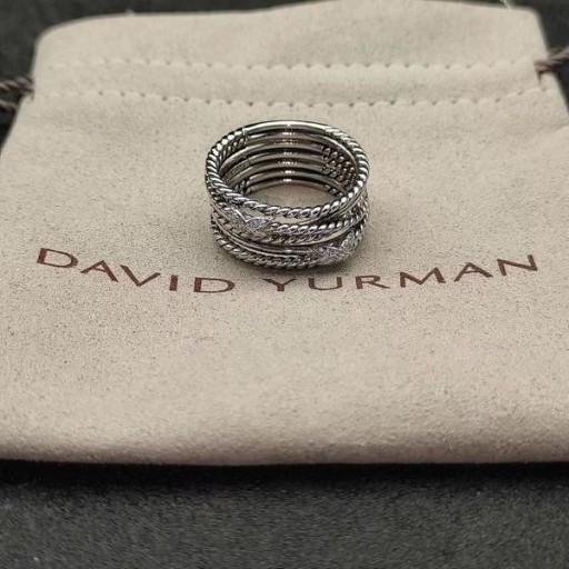 David Yurman Double X Crossover-Ring i Sterling Sølv med Diamanter 13mm