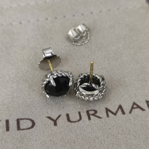 David Yurman Petite Chatelaine Stud Øredobber i Sterling Sølv med Sort Onyx 8mm