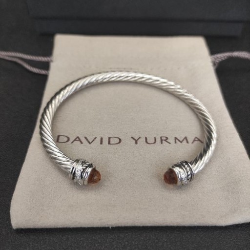 David Yurman Women ' s Classic Cablespira Cuff Armbånd i Sterling Sølv med Champagne Diamanter 5mm