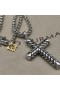 David Yurman Menn Chevron Kryss Anheng i Sterling Sølv med Sorte Diamanter 36mm