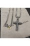 David Yurman Menn Chevron Kryss Anheng i Sterling Sølv med Sorte Diamanter 36mm