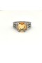 David Yurman Petite Wheaton Ring i Sterling Sølv med Hampton Gul Topas og Diamanter 10mm