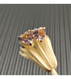 David Yurman Chatelaine Hjertet Stud Øredobber 18K Gult Gull med Morganite 8mm
