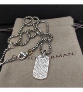 David Yurman Chevron Merke Sterling Sølv med Diamanter 35mm