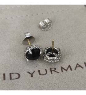 David Yurman Petite Chatelaine Stud Øredobber i Sterling Sølv med Sort Onyx 8mm