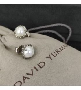 David Yurman Petite Chatelaine Stud Øredobber i Sterling Sølv med Perler 8mm
