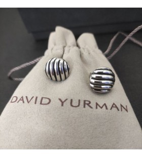 David Yurman Skulpturerte Kabel-Stud Øredobber Sterling Sølv 14mm