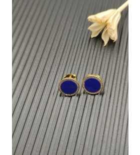 Petite DY Elementer Stud Øredobber 18K Gult Gull med Lapis og Diamanter 11mm