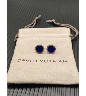 Petite DY Elementer Stud Øredobber 18K Gult Gull med Lapis og Diamanter 11mm