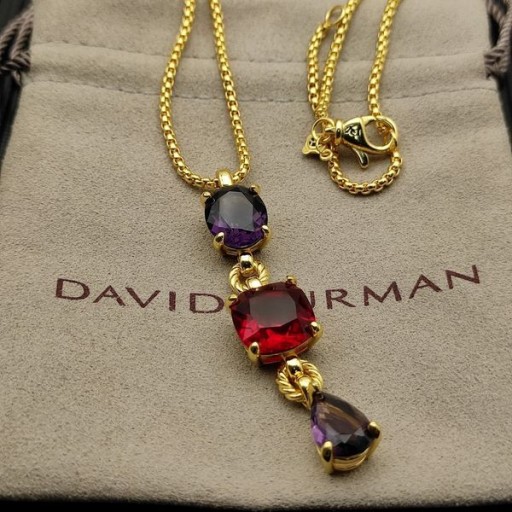 Damska zawieszenie David Yurman Marbella Y z Żółtego złota 18 karat z ametyst i гранатом-родолитом 57,8 mm