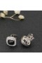 Kolczyki David Yurman Albion ze srebra z Czarnym onyksem i diamentami 7 mm