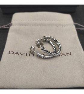Kolczyki-pierścionki David Yurman Crossover ze srebra z brylantami o średnicy 20 mm