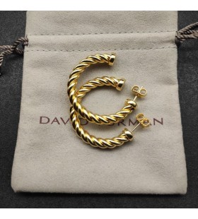 Rzeźbione Kolczyki-Pierścionki David Yurman z Żółtego Złota 18 Karat 40 mm