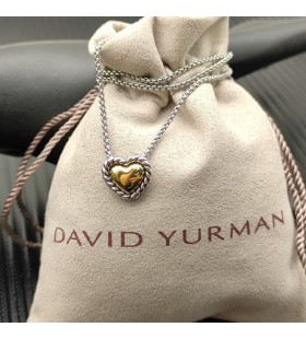 David Yurman Women ' s Cable Kolekcje Ciasteczka Klasyczny Naszyjnik z zawieszką w Kształcie Serca ze Srebra z Żółtego Złota 18 Karat 8,5 mm