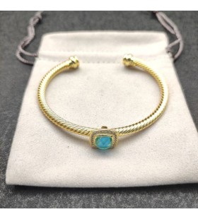 Damska Bransoletka mankiet David Yurman z Żółtego Złota 18 Karat Z Niebieskim Brylantem 4 mm