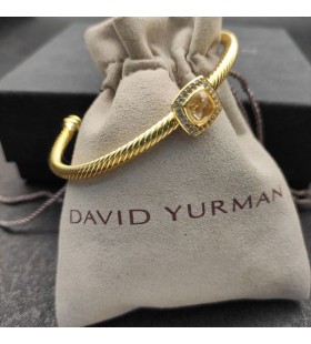 Damska Bransoletka mankiet David Yurman z Żółtego Złota 18 Karat Z Żółtym Brylantem 4 mm