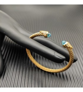 Klasyczny Damski bransoleta-mankiet David Yurman z Żółtego złota 18 Karat z Niebieskimi Diamentami 5 mm
