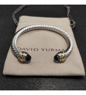 Klasyczna damska bransoletka mankiet David Yurman ze Srebra z Żółtego Złota 14 Karat i ametyst 7 mm