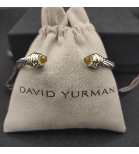 Klasyczna damska bransoletka mankiet David Yurman ze Srebra z Żółtego Złota 14 Karat i цитрином 5 mm