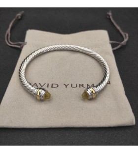 Klasyczna damska bransoletka mankiet David Yurman ze Srebra z Żółtego Złota 14 Karat i цитрином 5 mm